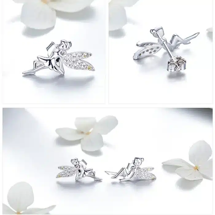 BAMOER romantique véritable 925 en argent Sterling mignon fée Elevs exquis boucles d'oreilles pour les femmes de luxe fabrication de bijoux BSE046 23