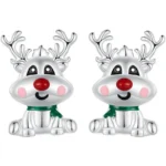 WOSTU 925 argent Sterling noël bonhomme de neige perle boucles d'oreilles noël rouge chapeau renne oreille boucles nouvel an bijoux cadeau de vacances 7