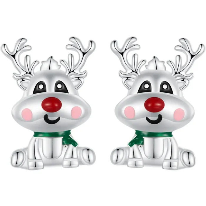 WOSTU 925 argent Sterling noël bonhomme de neige perle boucles d'oreilles noël rouge chapeau renne oreille boucles nouvel an bijoux cadeau de vacances 7