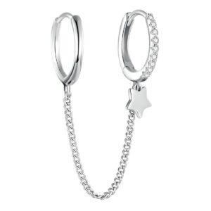 Boucle d'oreille 2 trous argent