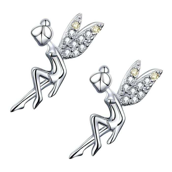 Boucle d'oreille fée clochette argent