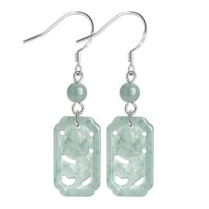 Boucle d'oreille pendante jade