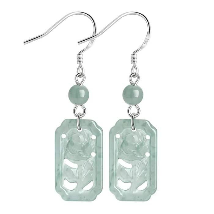Boucle d'oreille pendante jade