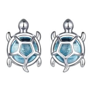 Boucle d'oreille tortue argent