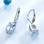 UMCHO – boucles d'oreilles en argent Sterling 925 massif pour femmes, pierres précieuses topaze bleue, bijoux de mariée, cadeaux pour elle 5