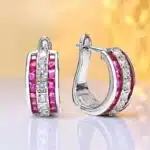 Boucles d'oreilles créoles en diamant adrenSapphire pour hommes et femmes, bijoux de fiançailles, argent regardé 925, cadeau de fête de mariage, laboratoire de luxe 1