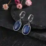 Boucles d'oreilles ovales en Kyanite naturelle, Style Simple, en argent S925, pendentif élégant, bijoux de luxe, cadeau d'anniversaire 6