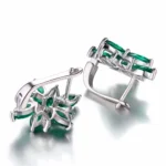 CiNily luxe vert émeraude cubique zircone 925 boucles d'oreilles en argent Sterling pour fête d'anniversaire femmes bijoux fins boucle d'oreille SE037 4