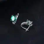 JewelryPalace 3.4ct vert créé émeraude 925 en argent Sterling boucles d'oreilles à Clip pour les femmes cadeau de fiançailles bijoux fins de mode 4