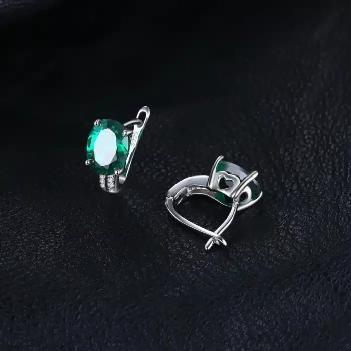 JewelryPalace 3.4ct vert créé émeraude 925 en argent Sterling boucles d'oreilles à Clip pour les femmes cadeau de fiançailles bijoux fins de mode 4
