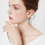 Szjinao femmes Viking bleu aigue-marine boucles d'oreilles 13*18mm Rectangle pierres précieuses boucles d'oreilles en argent massif 925 Vintage bijoux femme 6