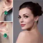 JewelryPalace 3.4ct vert créé émeraude 925 en argent Sterling boucles d'oreilles à Clip pour les femmes cadeau de fiançailles bijoux fins de mode 3