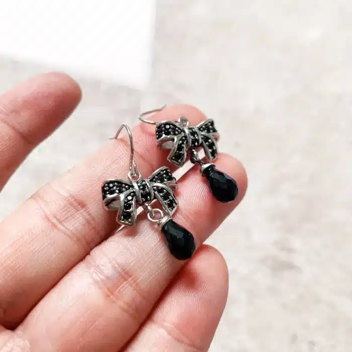 Boucles d'oreilles goutte d'eau avec nœud papillon, bijoux fins de Style européen, romantique, nouveau cadeau en argent Sterling 925 pour femmes 6