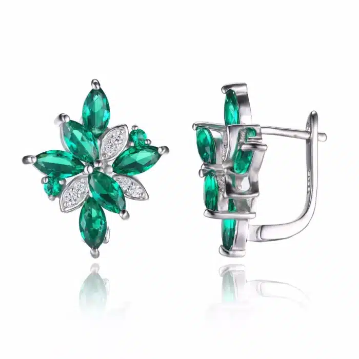 CiNily luxe vert émeraude cubique zircone 925 boucles d'oreilles en argent Sterling pour fête d'anniversaire femmes bijoux fins boucle d'oreille SE037 3