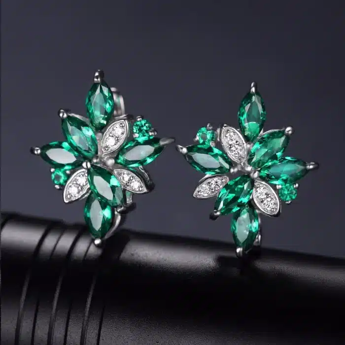 CiNily luxe vert émeraude cubique zircone 925 boucles d'oreilles en argent Sterling pour fête d'anniversaire femmes bijoux fins boucle d'oreille SE037 2
