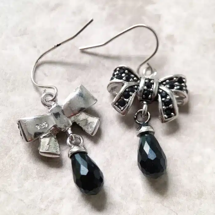 Boucles d'oreilles goutte d'eau avec nœud papillon, bijoux fins de Style européen, romantique, nouveau cadeau en argent Sterling 925 pour femmes 5