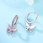 CYMYSS 2025 nouveau 925 en argent Sterling violet papillon boucles d'oreilles insecte élément conception femmes fête bijoux cadeau charme boucles d'oreilles 2