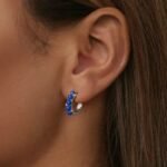 Boucles d'oreilles argent pierre bleue pendantes