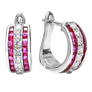 Boucles d'oreilles argent pierres rouges