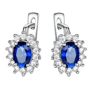 Boucle d'oreille argent pierre bleu