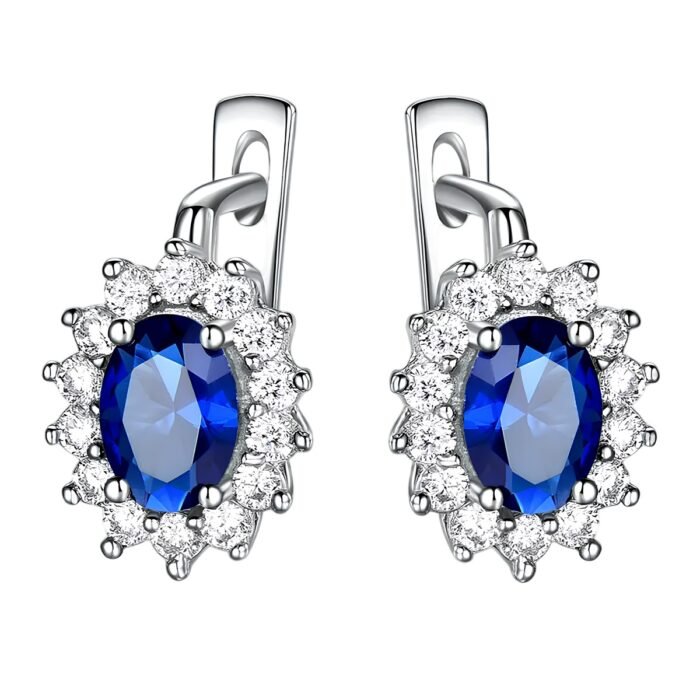 Boucle d'oreille argent pierre bleu