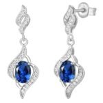Boucles d'oreilles argent pierre bleue pendantes