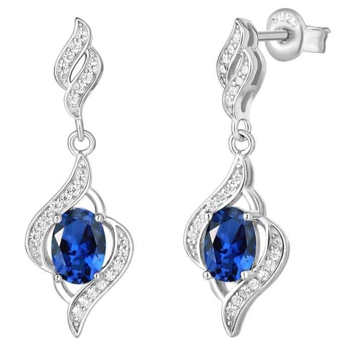 Boucles d'oreilles argent pierre bleue pendantes