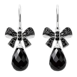 Boucles d'oreilles pierre noire pendantes