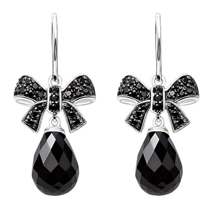 Boucles d'oreilles pierre noire pendantes