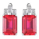 Boucle d'oreille argent pierre rouge