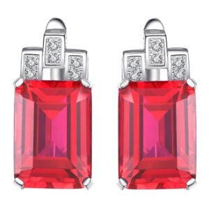 Boucle d'oreille argent pierre rouge