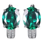Boucle d'oreille argent pierre verte