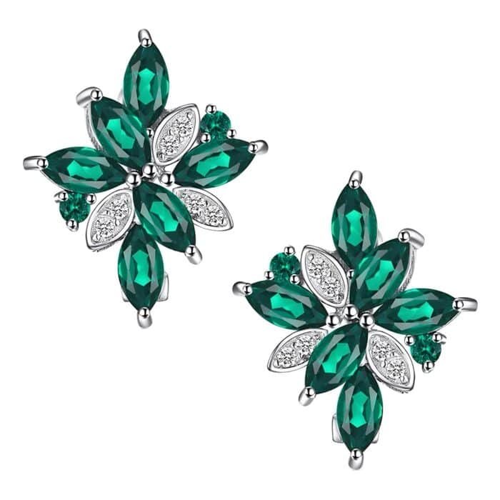 Boucle d'oreille argent pierres vertes
